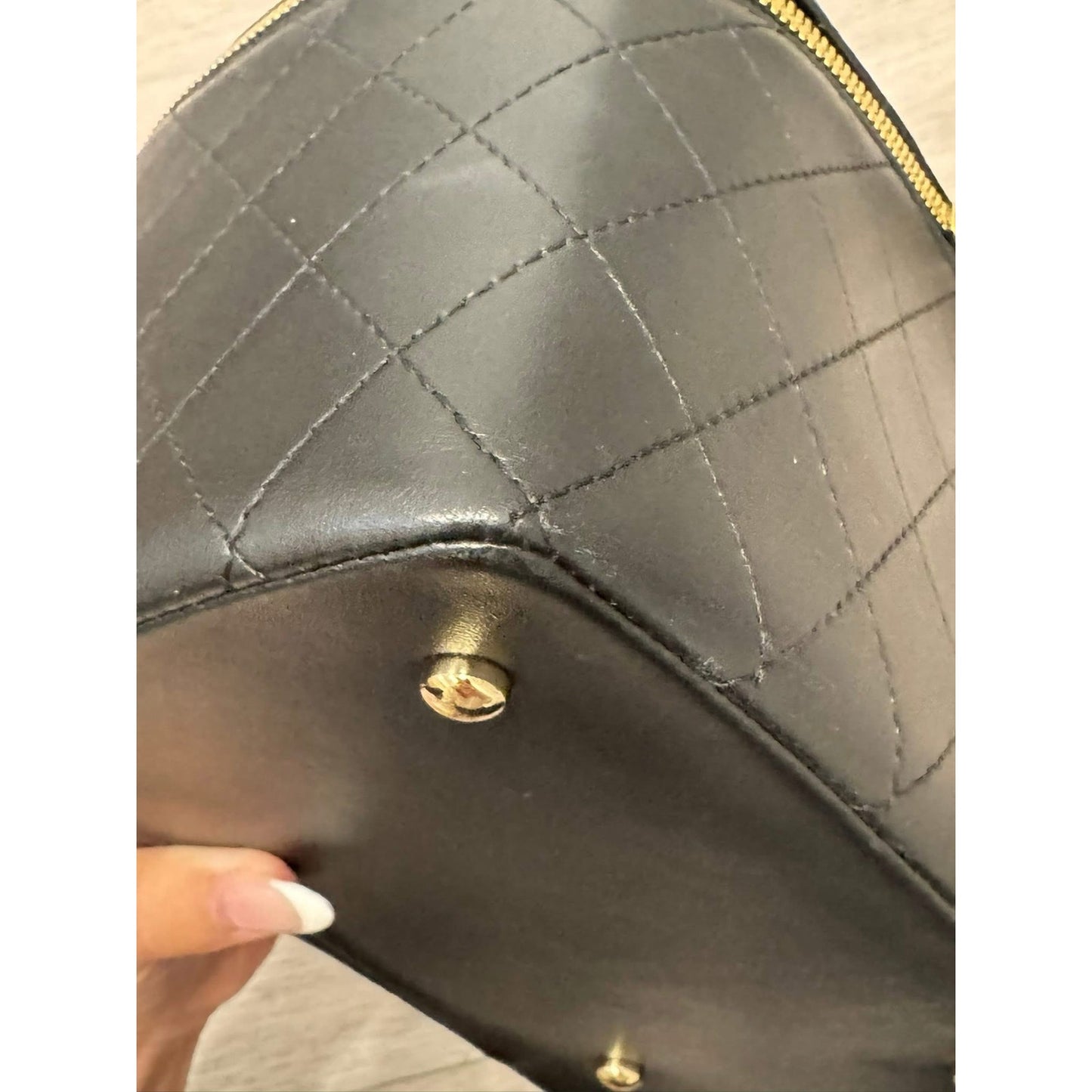 Chanel vintage lambskin vanity black with light gold hardware