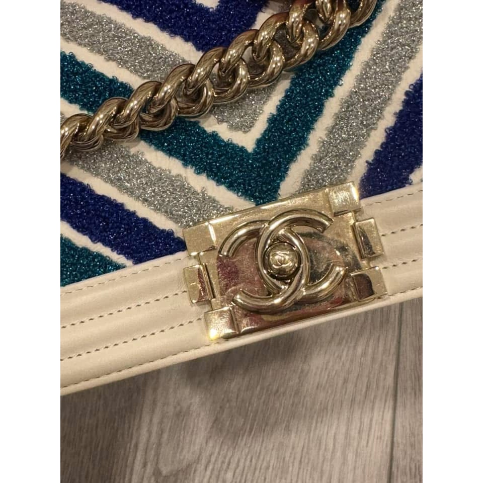 Chanel small chevron boy bag.
