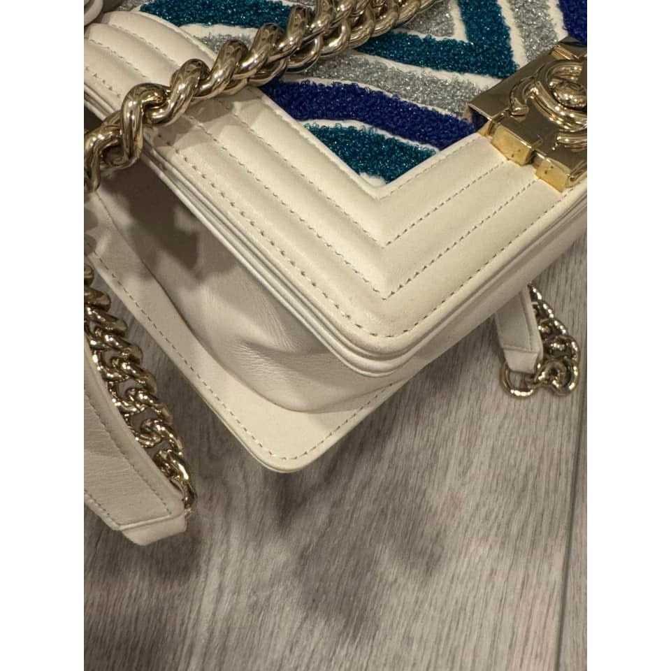 Chanel small chevron boy bag.