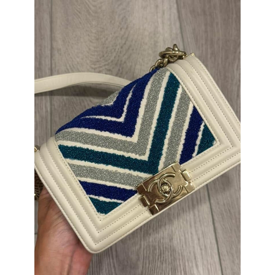 Chanel small chevron boy bag.