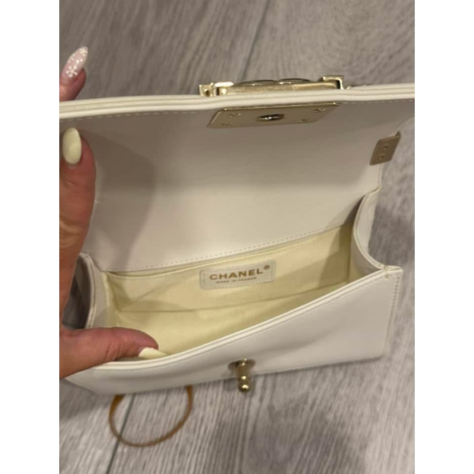Chanel small chevron boy bag.