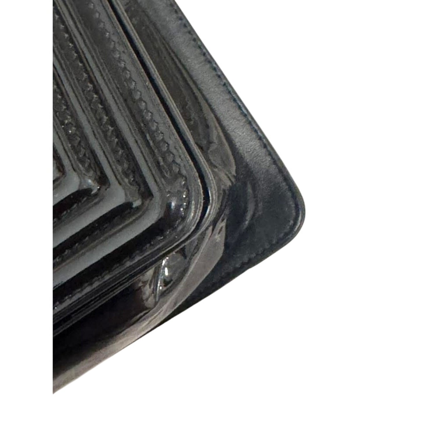 Chanel black patent medium boy bag