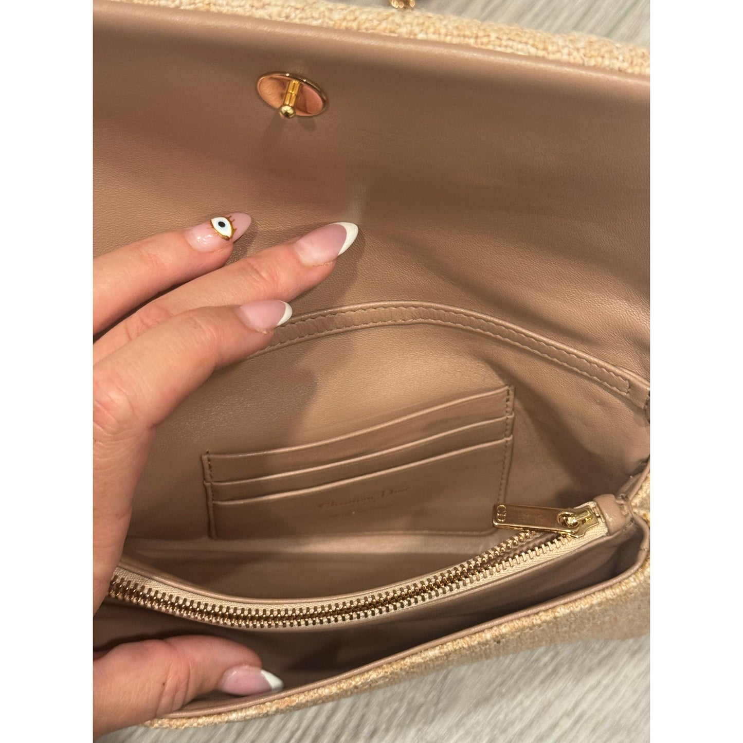Christian Dior Linen Macrocannage Small Caro Bag Rose