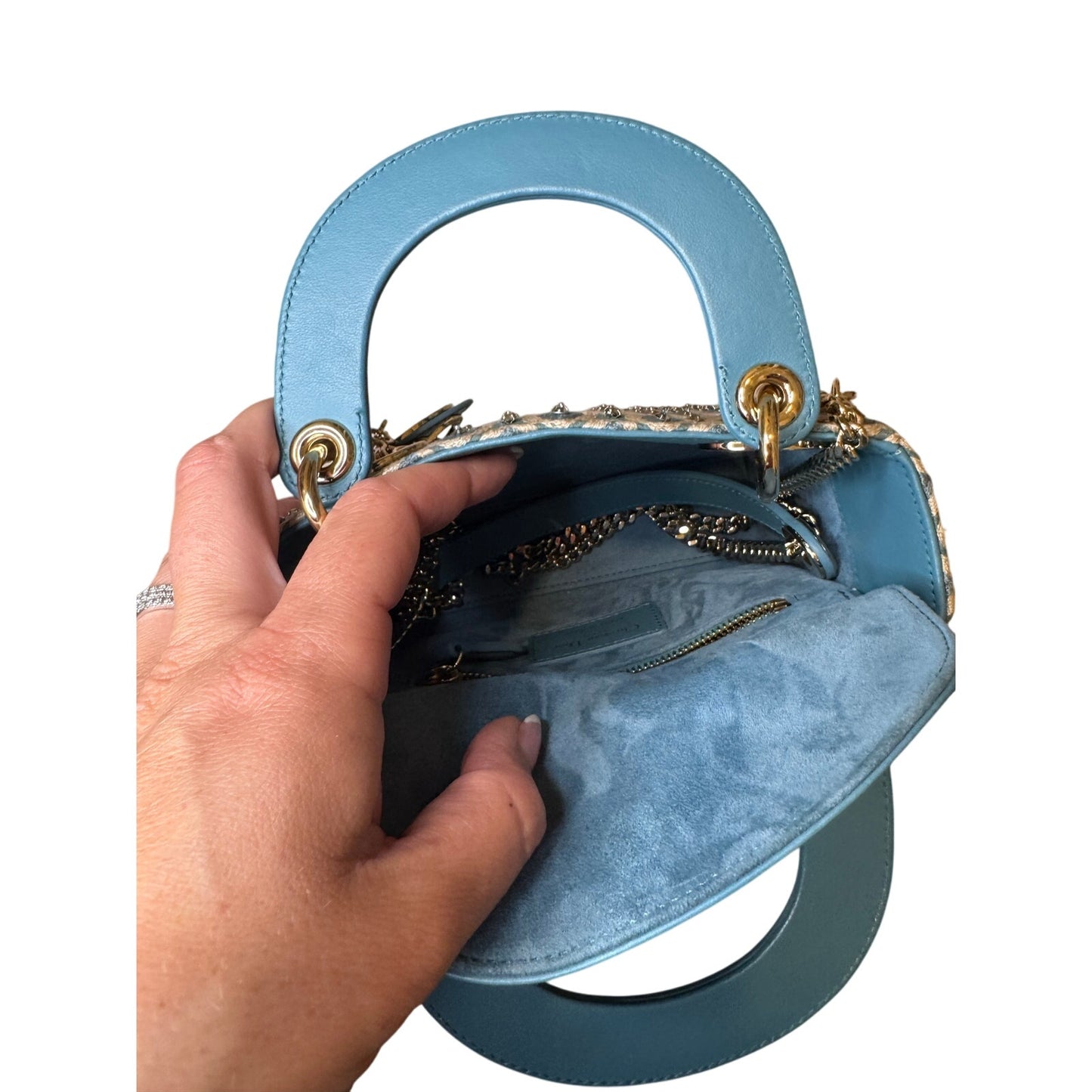 Dior Mini Canvas Honeycomb Embroidery Crystal Lady Dior