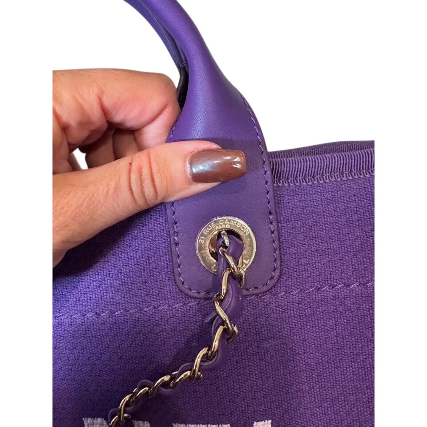 Chanel small Deauville purple with pouch