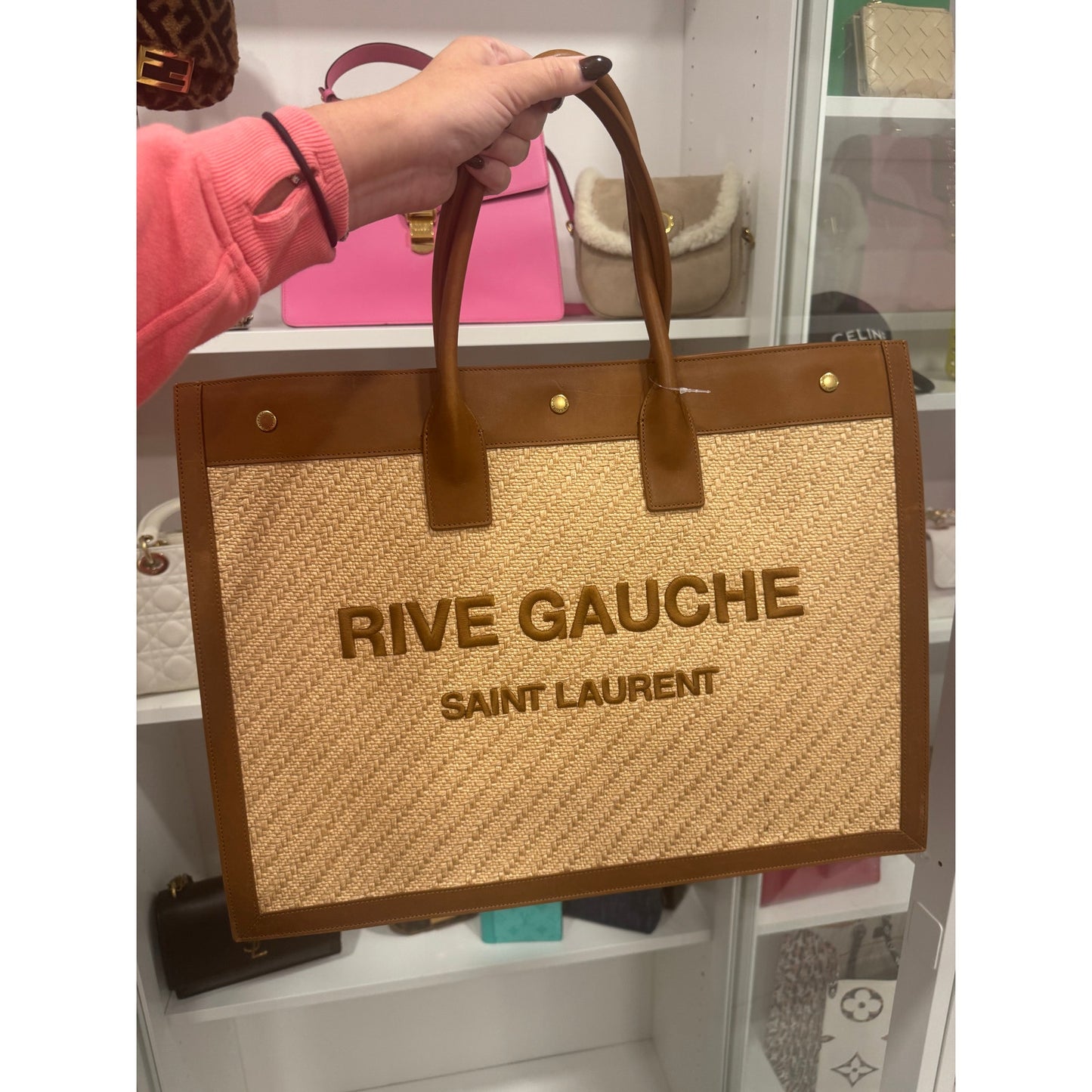 Ysl raffia and leather bag