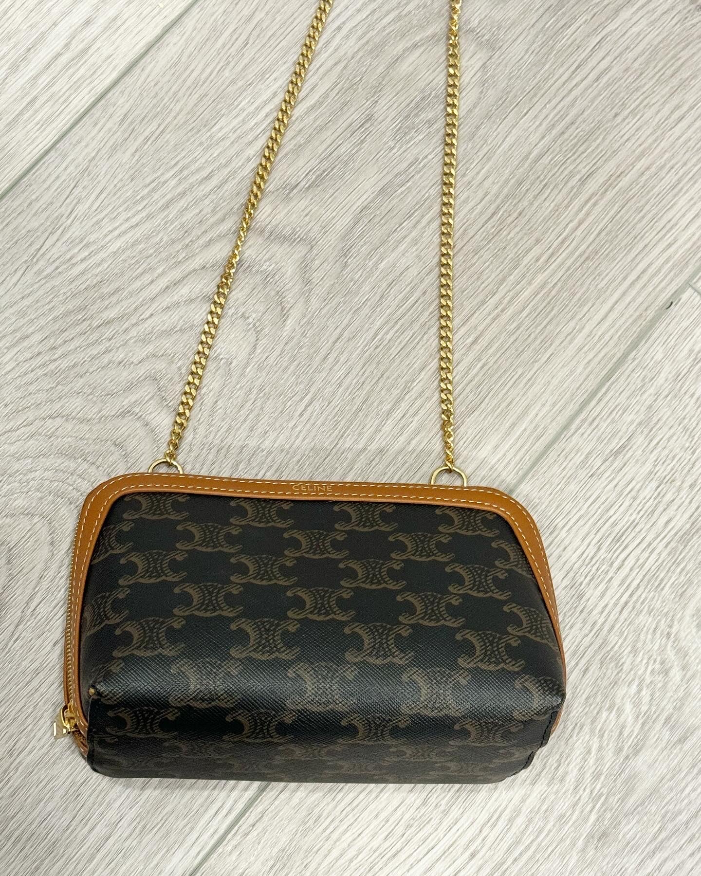 Celine clutch with chain in triumph canvas
