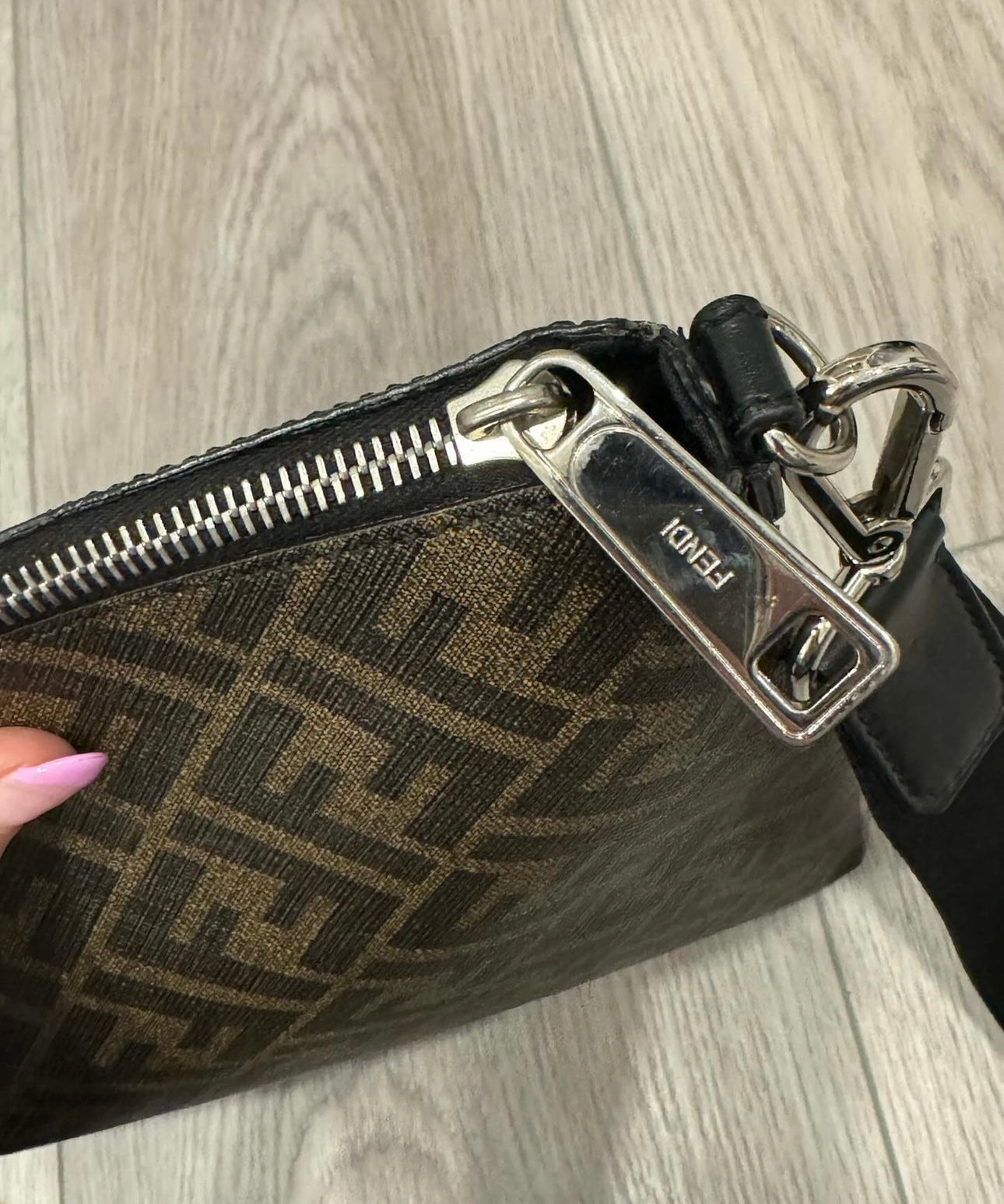 Fendi diagonal messenger bag.