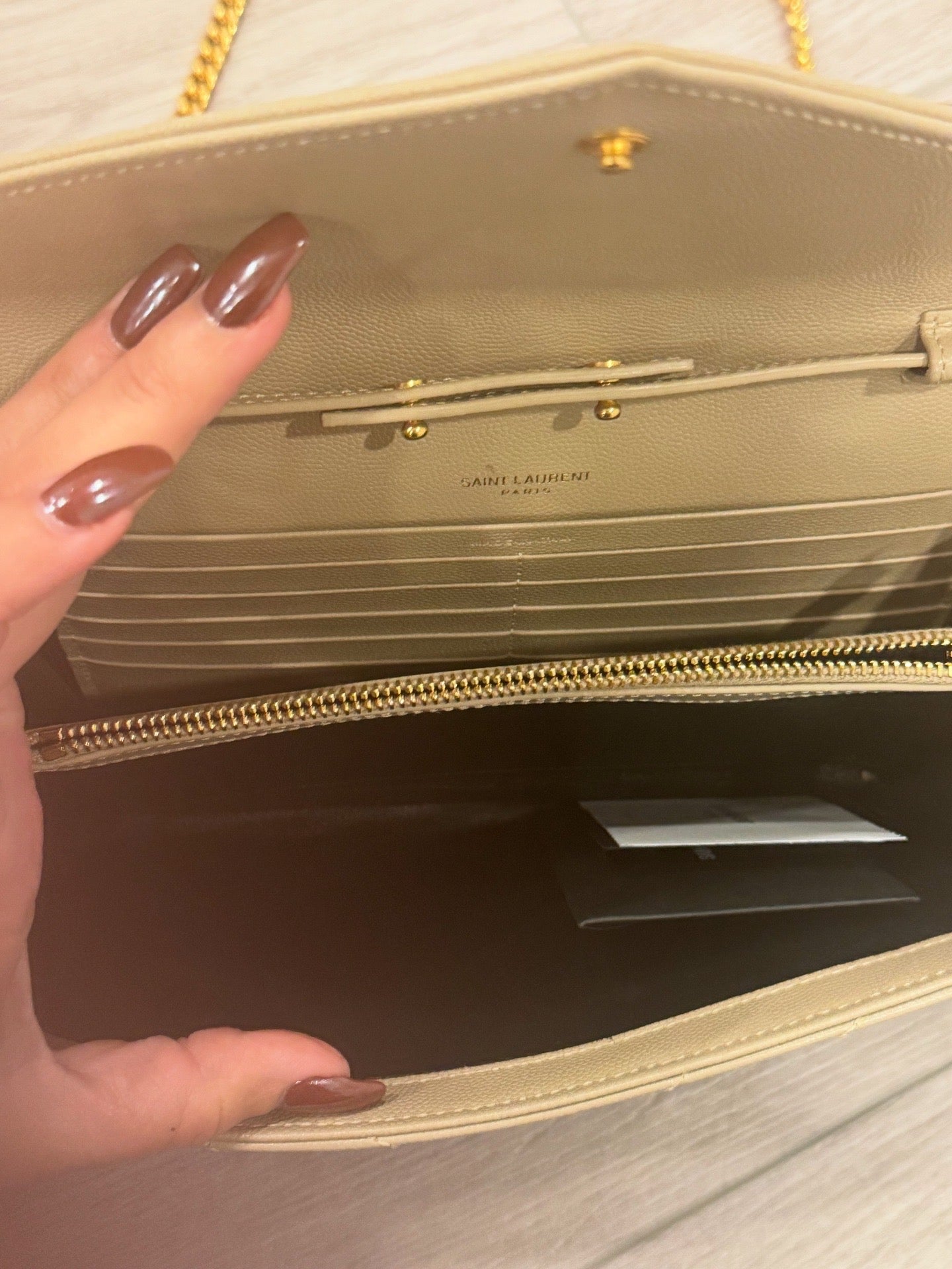 Y s l nude envelope bag with gold hardware