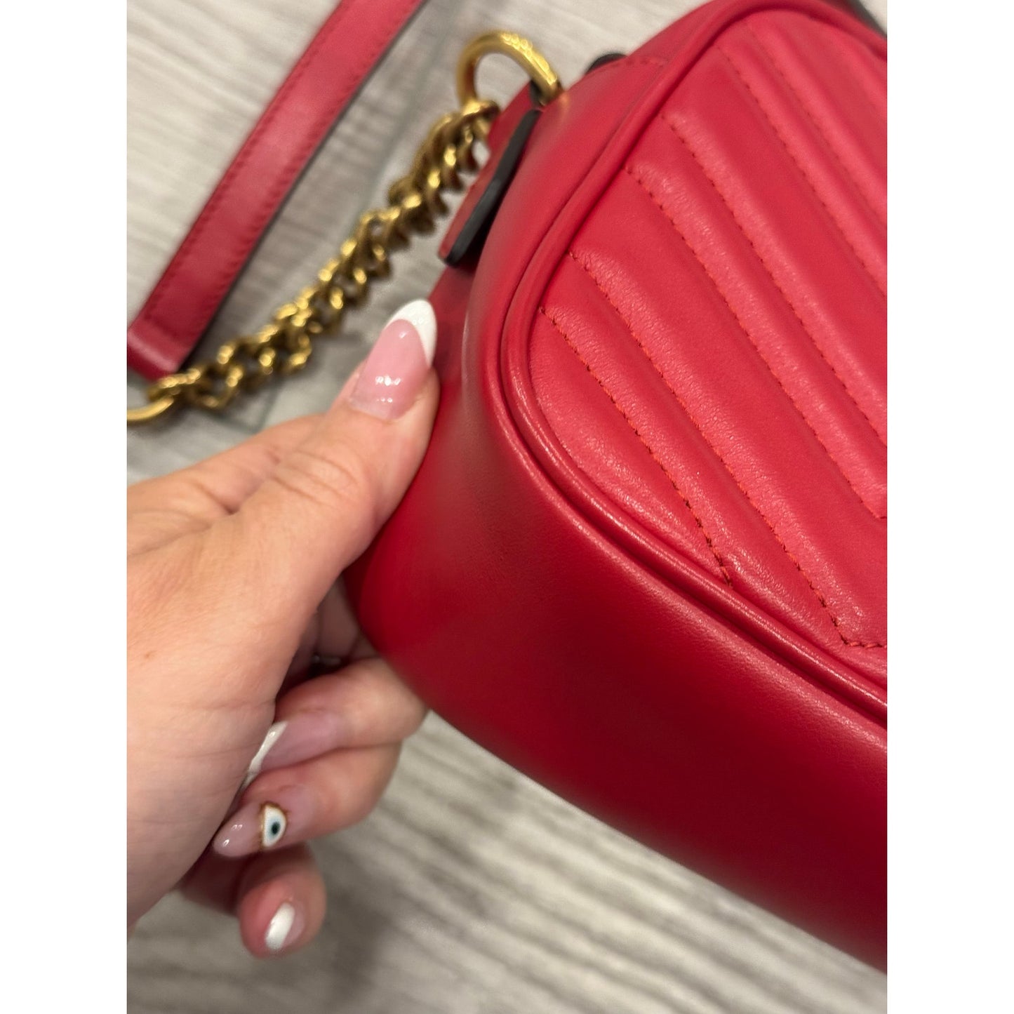 Gucci marmont red camera bag