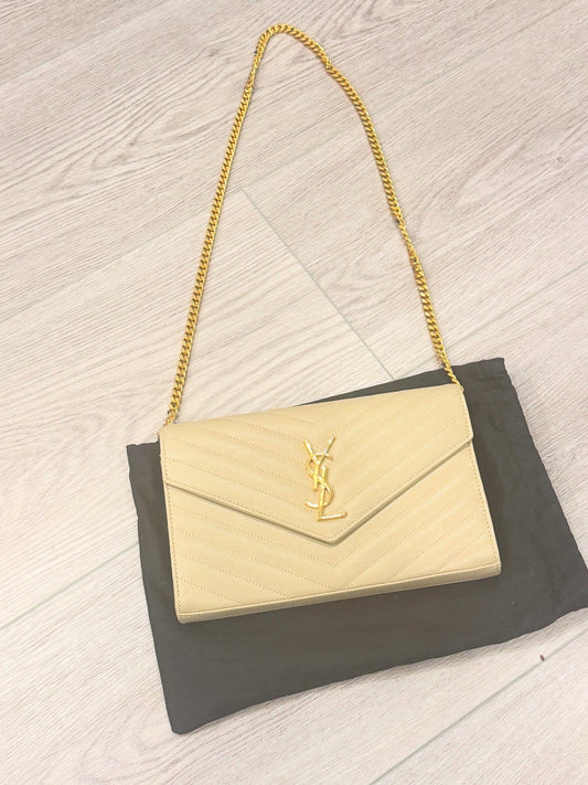 Y s l nude envelope bag with gold hardware