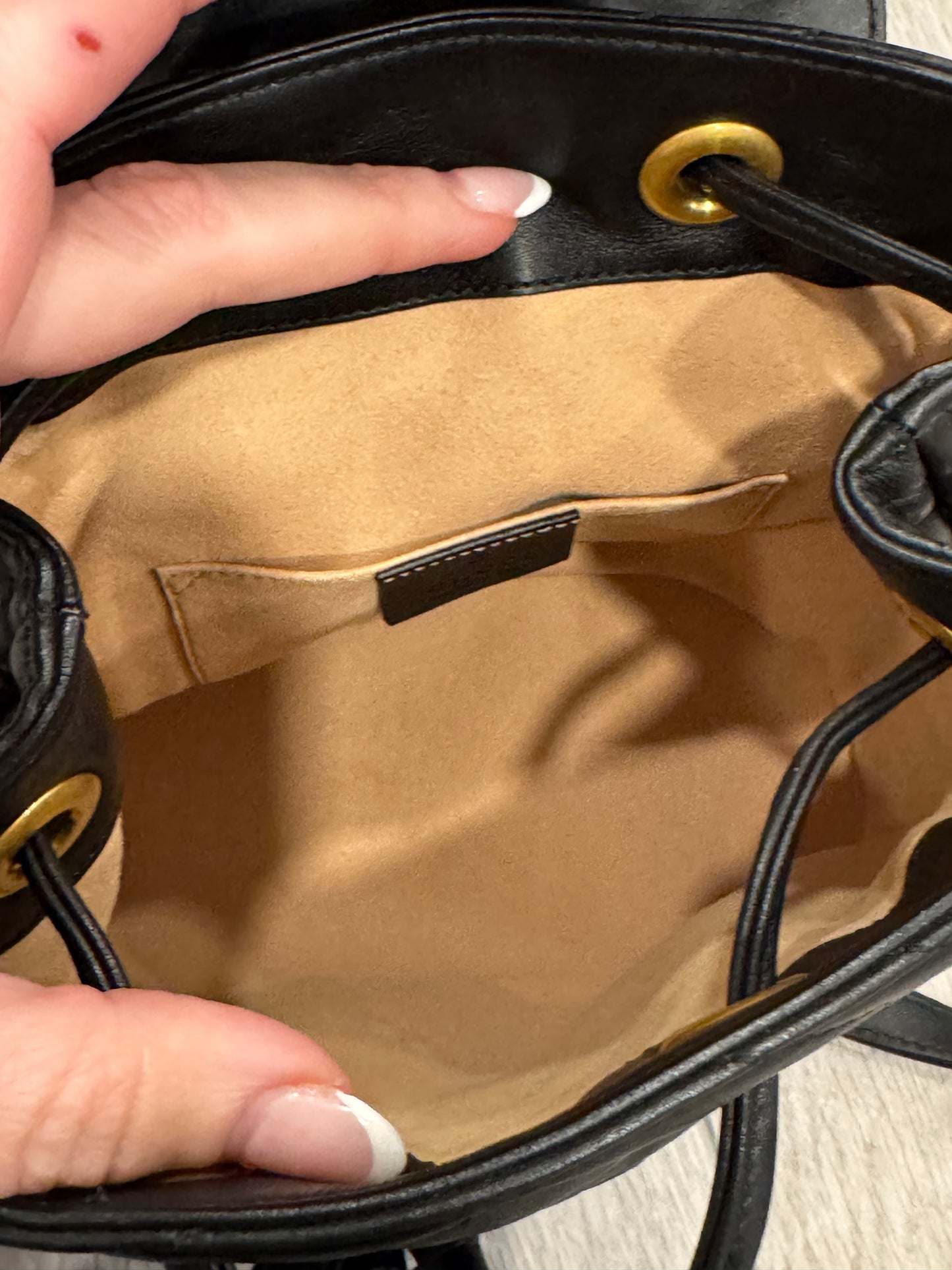 Calfskin Matelasse GG Marmont Flap Backpack Black.