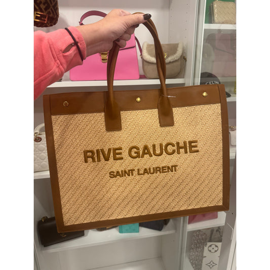 Ysl raffia and leather bag