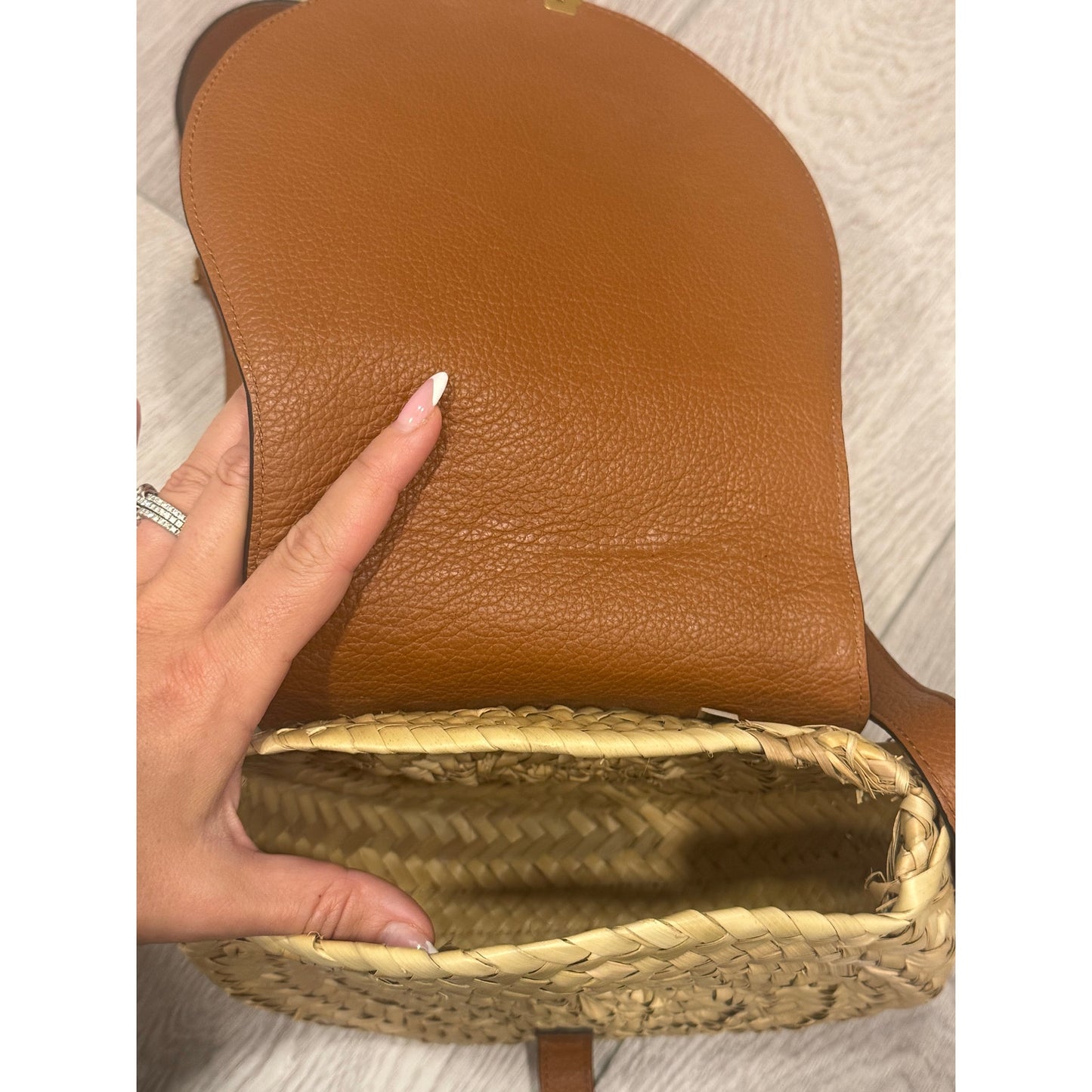 Chloe Marcie Raffia Woven Shoulder Bag