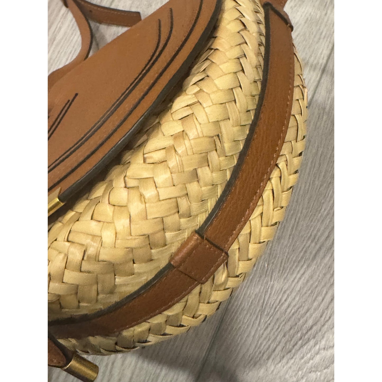 Chloe Marcie Raffia Woven Shoulder Bag