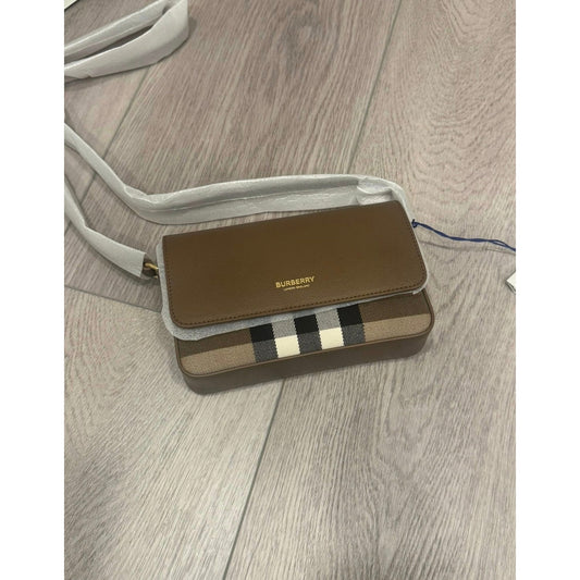 Burberry leather and check black bag