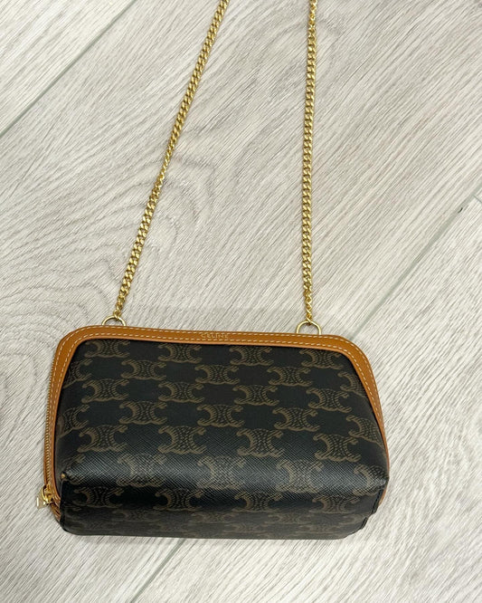 Celine clutch with chain in triumph canvas