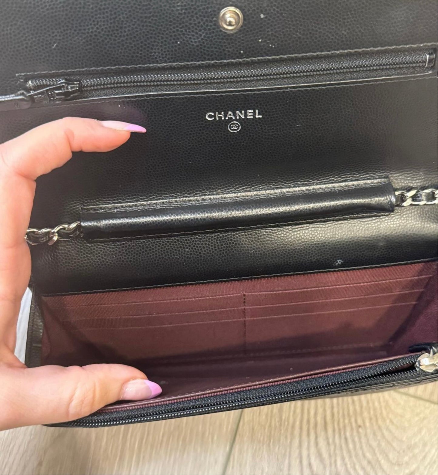 Chanel caviar chevron woc